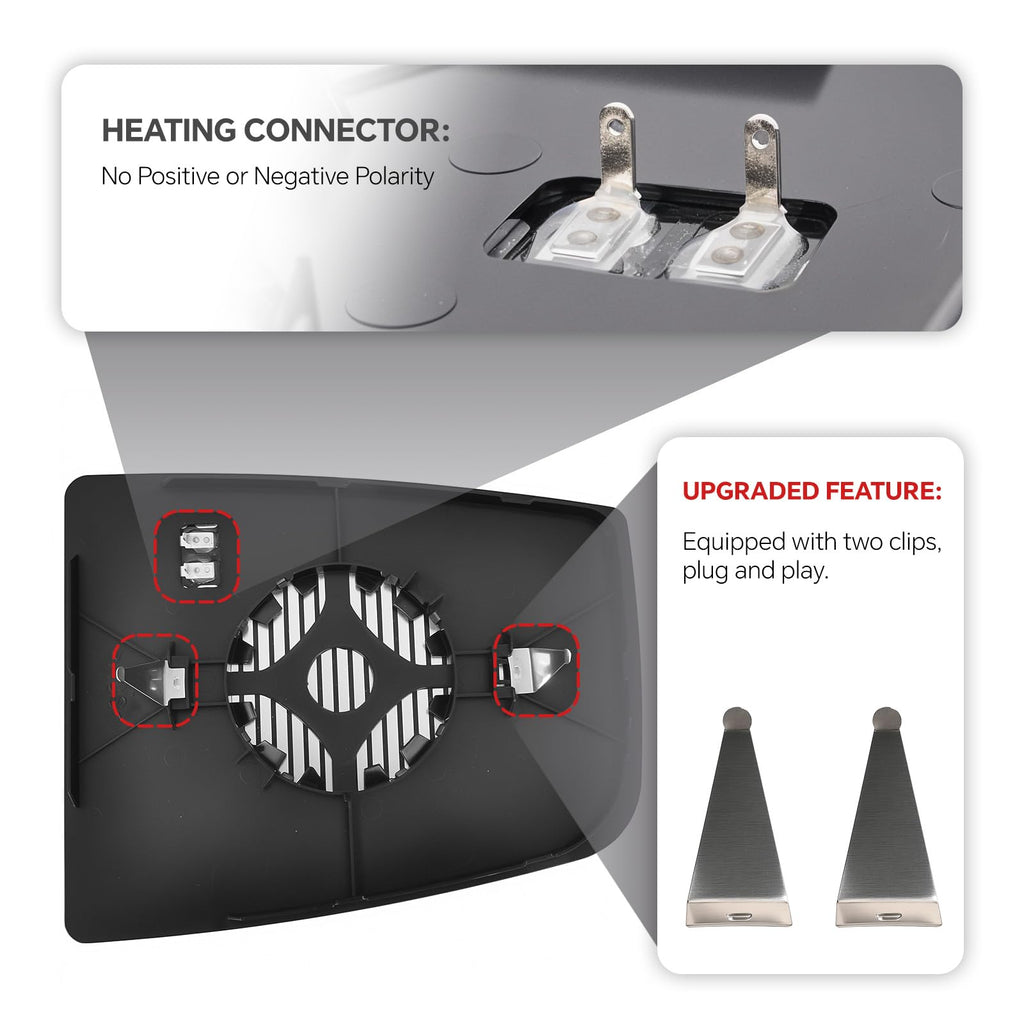 Passenger Side Upper Mirror Glass Replacement for Ford Transit 150 250 350 from 2015 to 2025, Heated side Mirror with Backplate, OEM Fit- CK4Z17K707B, CK4Z17K707D