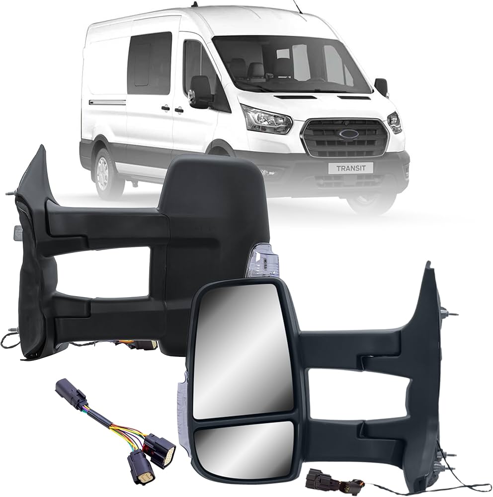 Driver Side Upper Mirror Glass Replacement for Ford Transit 150 250 350 from 2015 to 2025, Heated side Mirror with Backplate, OEM Fit- CK4Z17K707B, CK4Z17K707D