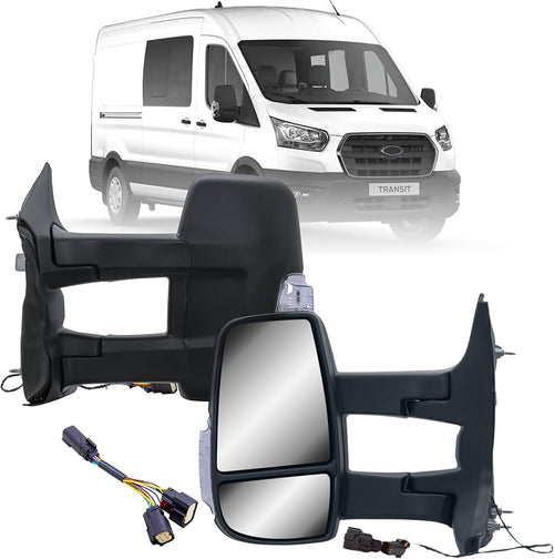 Passenger Side Upper Mirror Glass Replacement for Ford Transit 150 250 350 from 2015 to 2025, Heated side Mirror with Backplate, OEM Fit- CK4Z17K707B, CK4Z17K707D