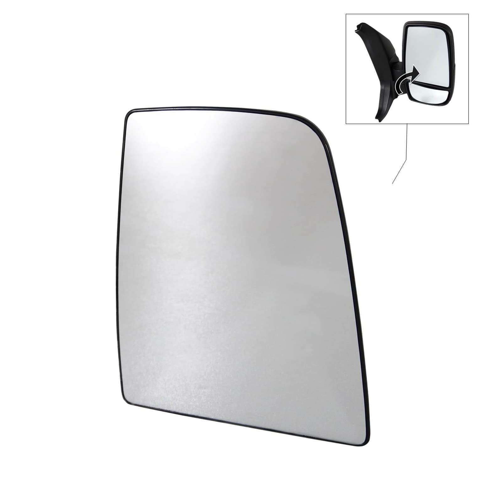 Passenger Side Upper Mirror Glass Replacement for Ford Transit 150 250 350 from 2015 to 2025, Heated side Mirror with Backplate, OEM Fit- CK4Z17K707B, CK4Z17K707D